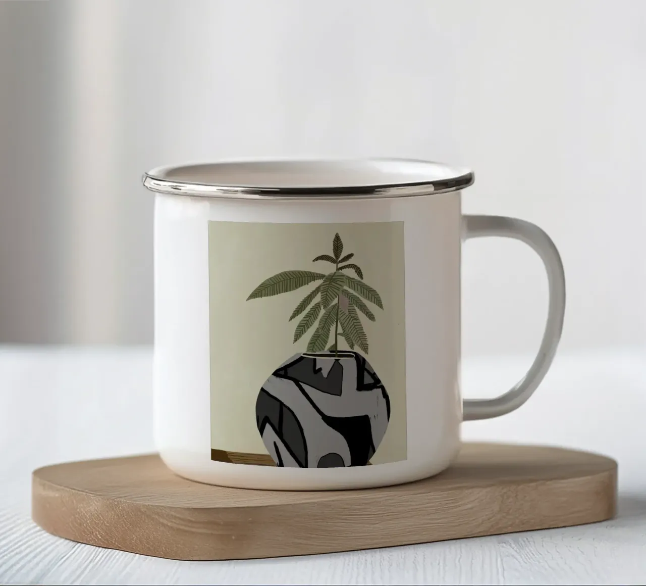 Pianta da interno di fico violino tazza in smalto da Little Dean