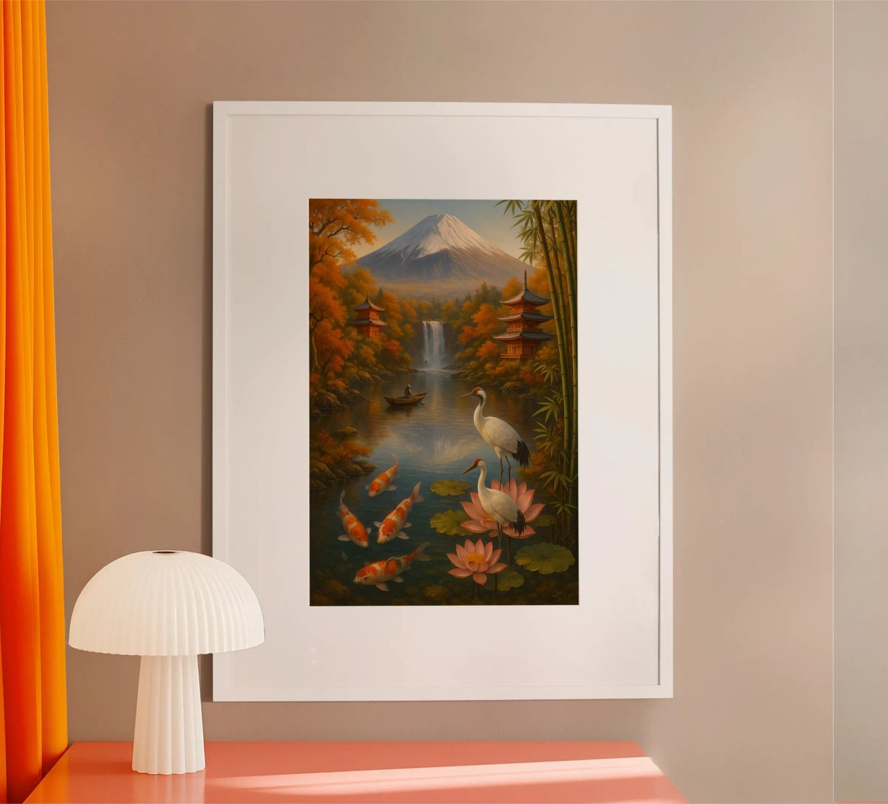 Fuji Mountain Auntum Japanese poster de JEFF CREATIVE ART