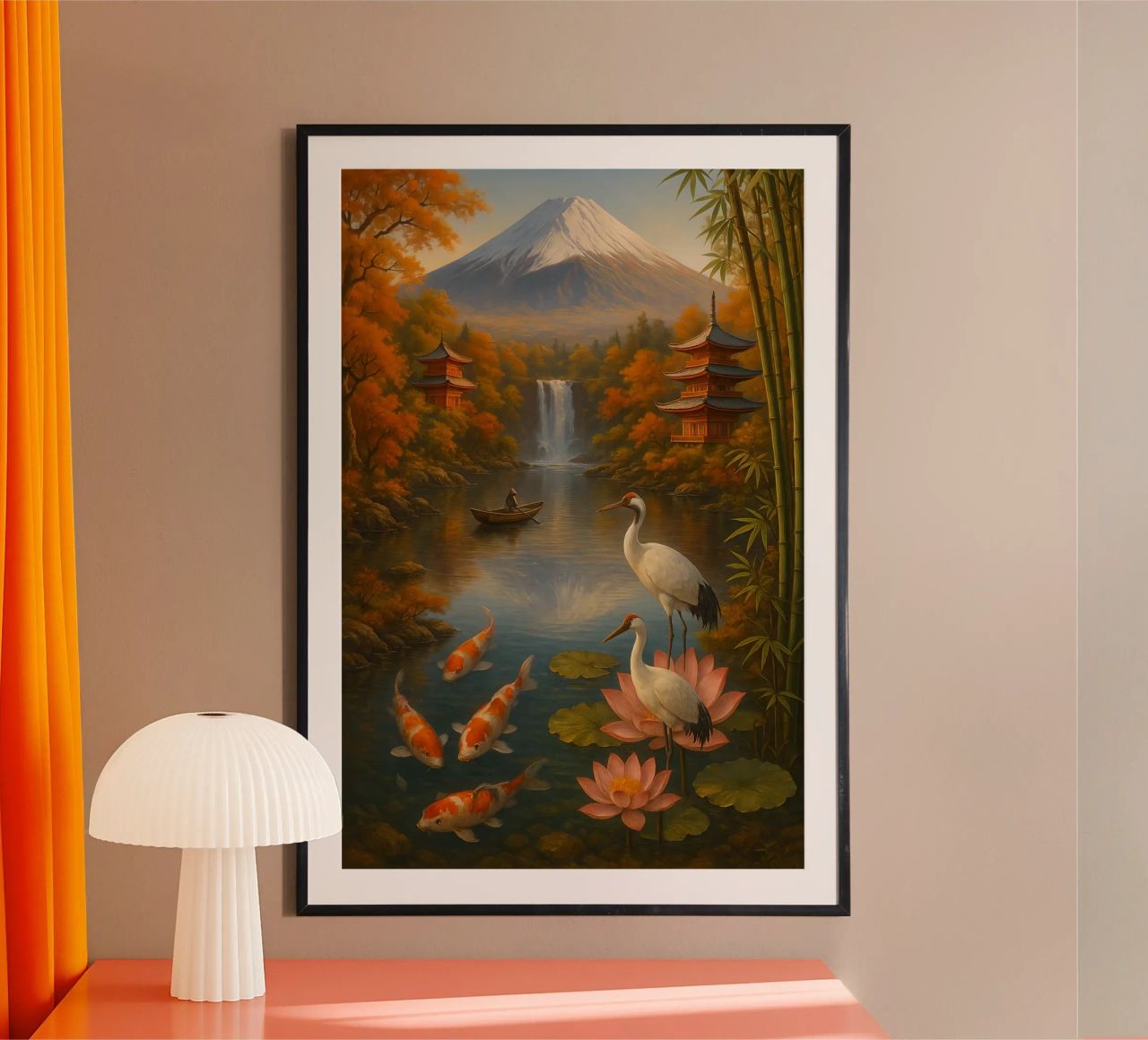 Fuji Mountain Auntum Japanese poster de JEFF CREATIVE ART