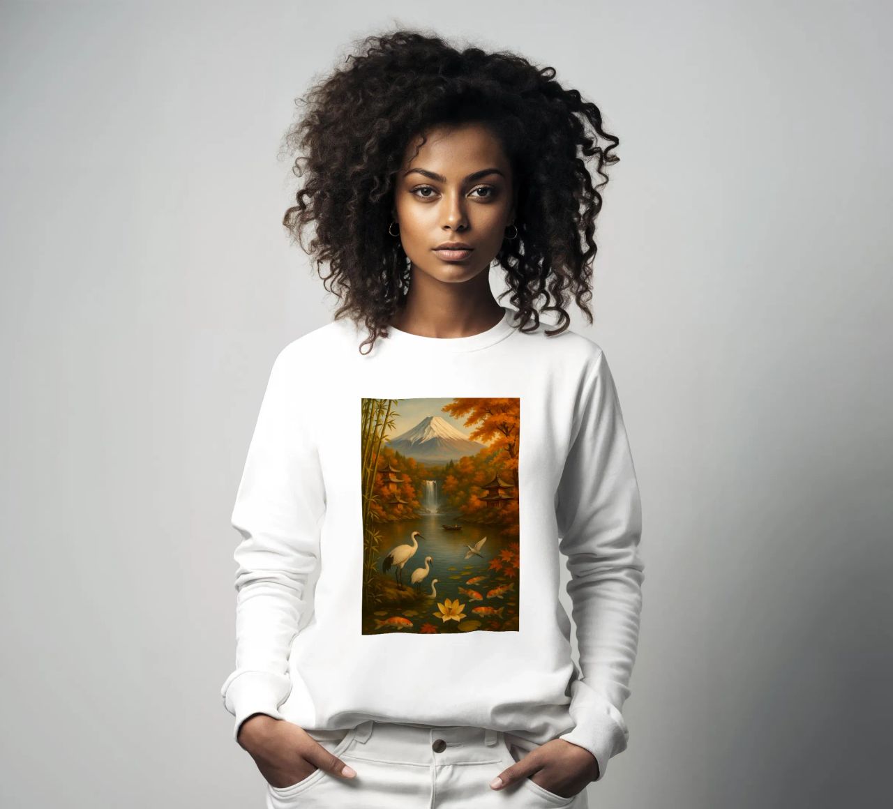 Fuji Mountain Auntum Japanese sudadera de JEFF CREATIVE ART