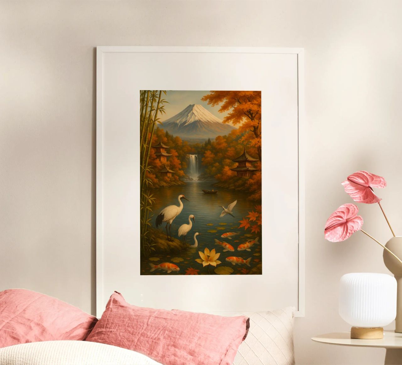 Fuji Mountain Auntum Japanese poster de JEFF CREATIVE ART
