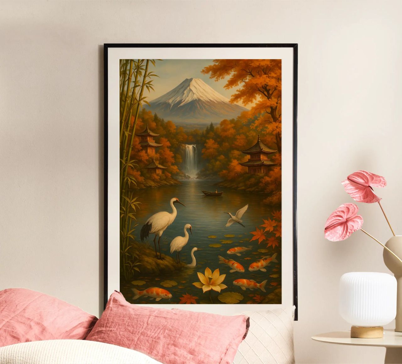 Fuji Mountain Auntum Japanese poster de JEFF CREATIVE ART