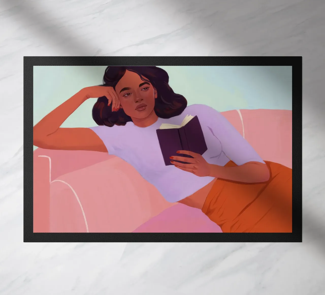 Sunset Reading Solace doormat by Aurora Muse