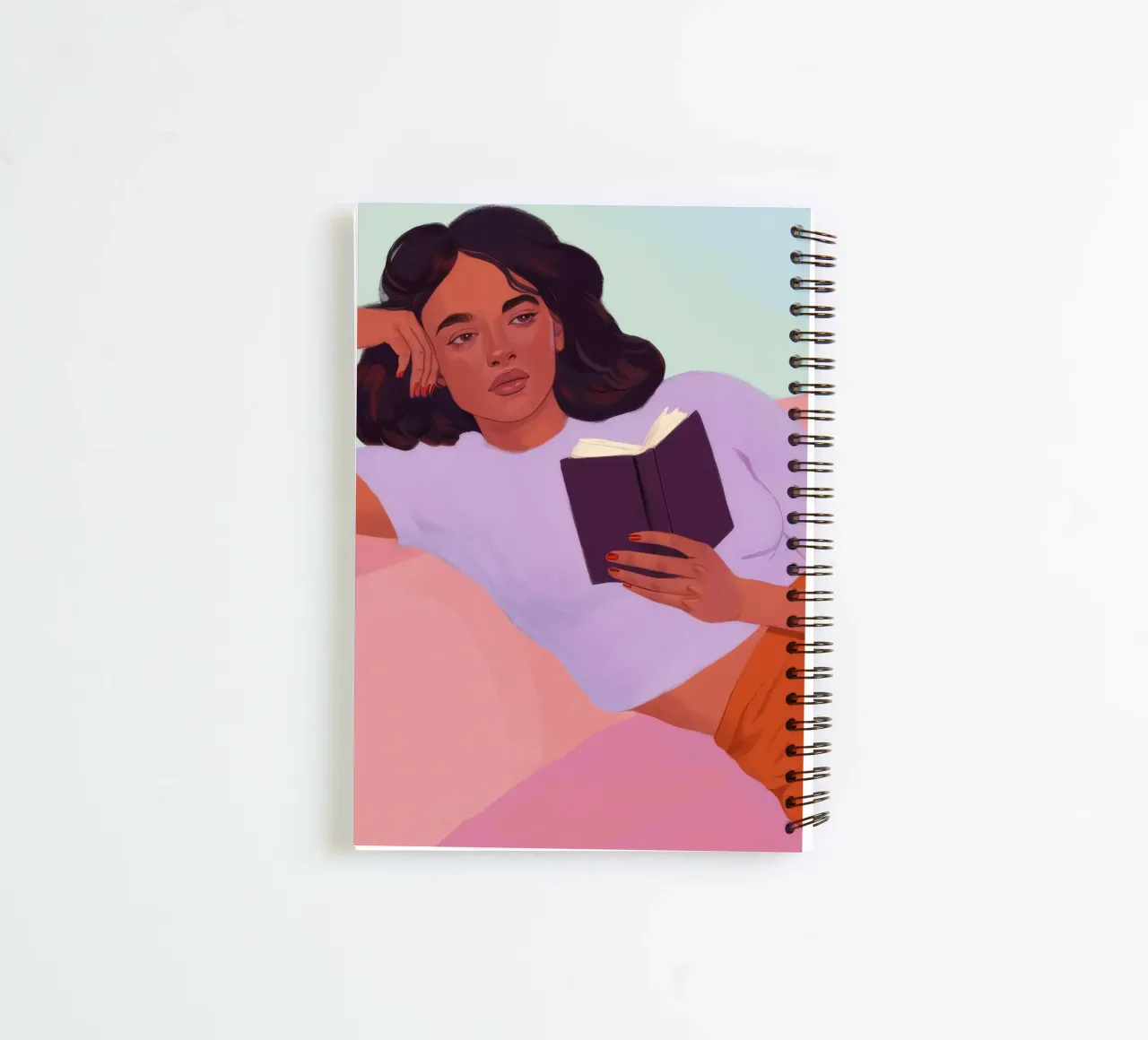 Sunset Reading Solace spiral notebook by Aurora Muse
