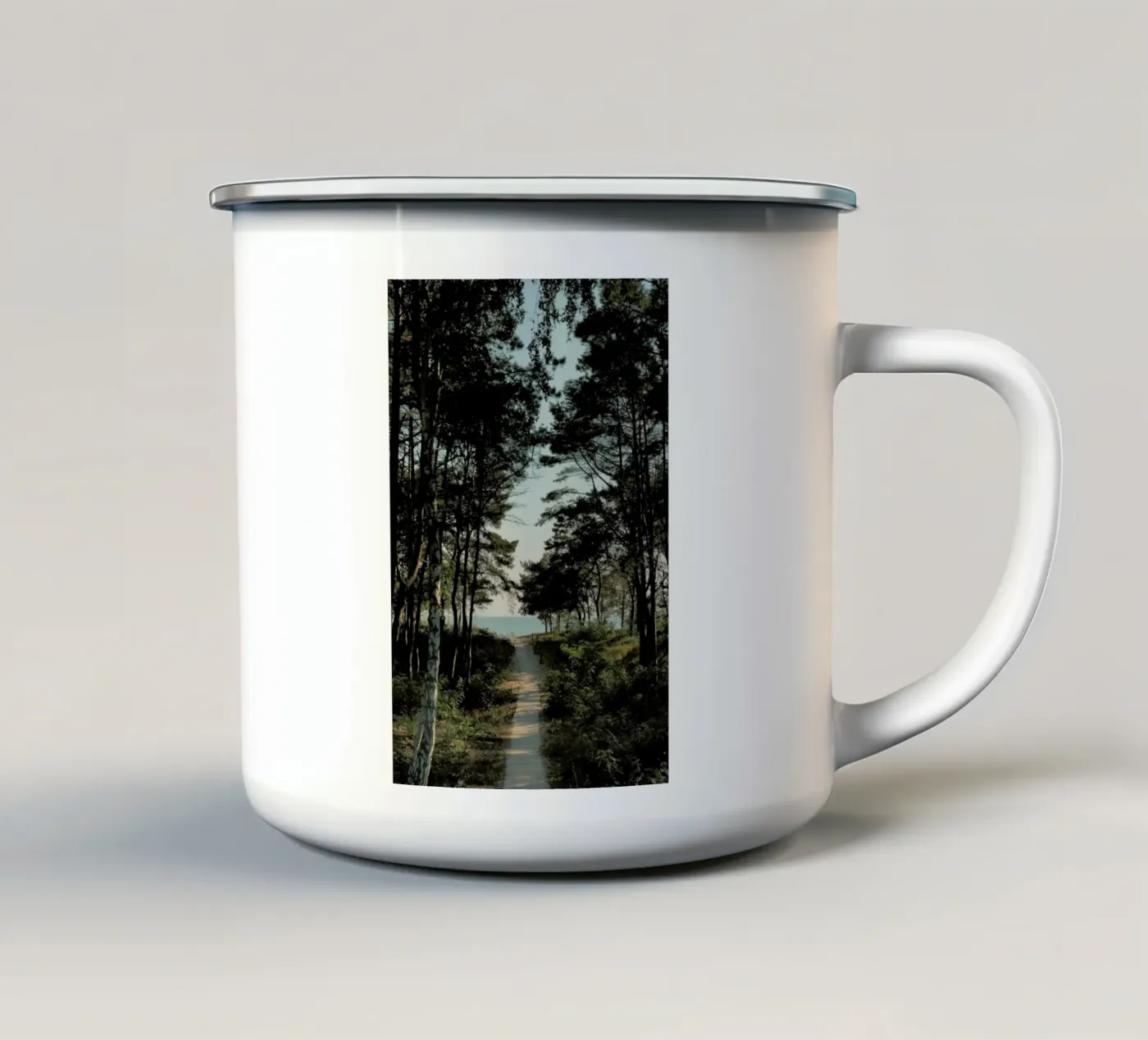 Beach Path enamel mug by Sebastian Hilgetag