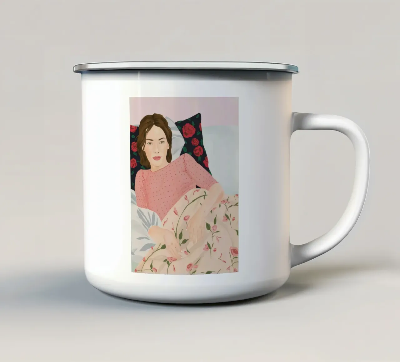 Rosa mattutina Reverie tazza in smalto da Aurora Muse