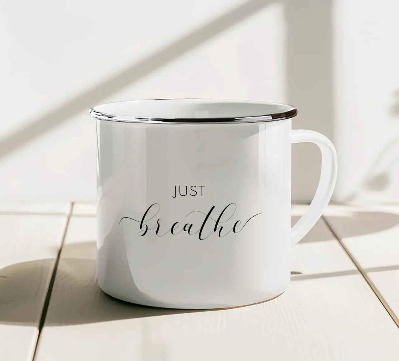 Respirare e basta tazza in smalto da NouveauPrints