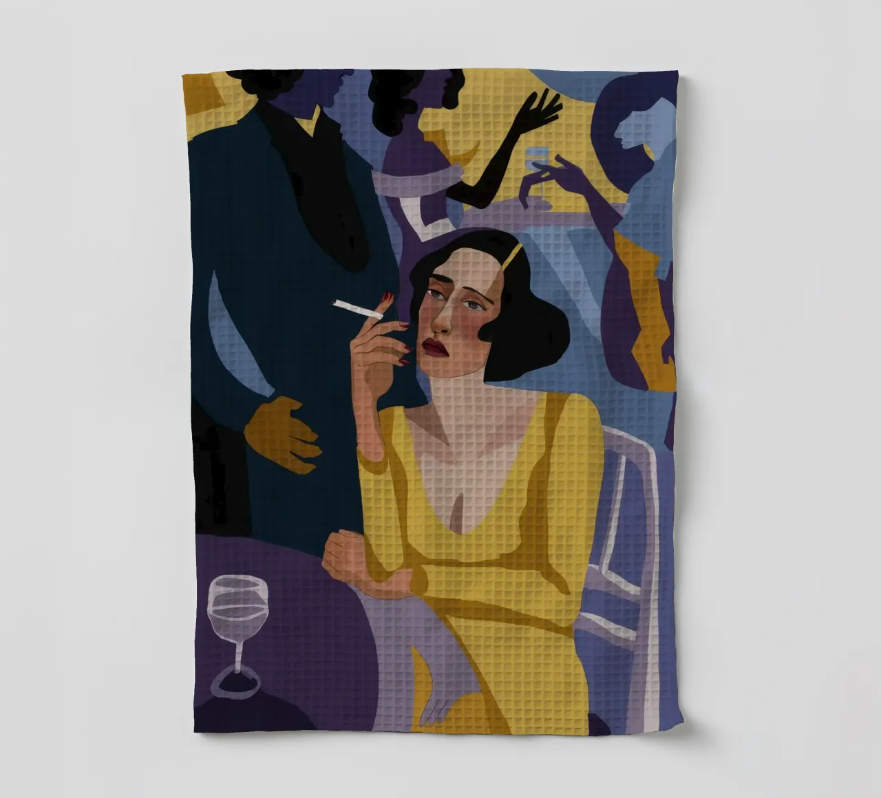 Noir Jazz Melancholy tea towel by Aurora Muse