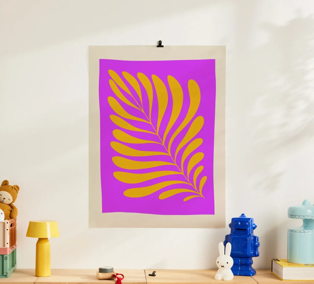 Fern in Purple poster con telaio in plastica da Pure