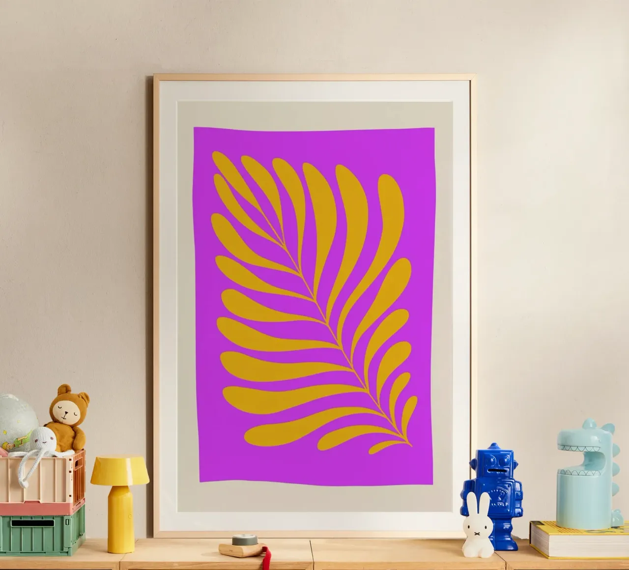 Fern in Purple poster con telaio in plastica da Pure