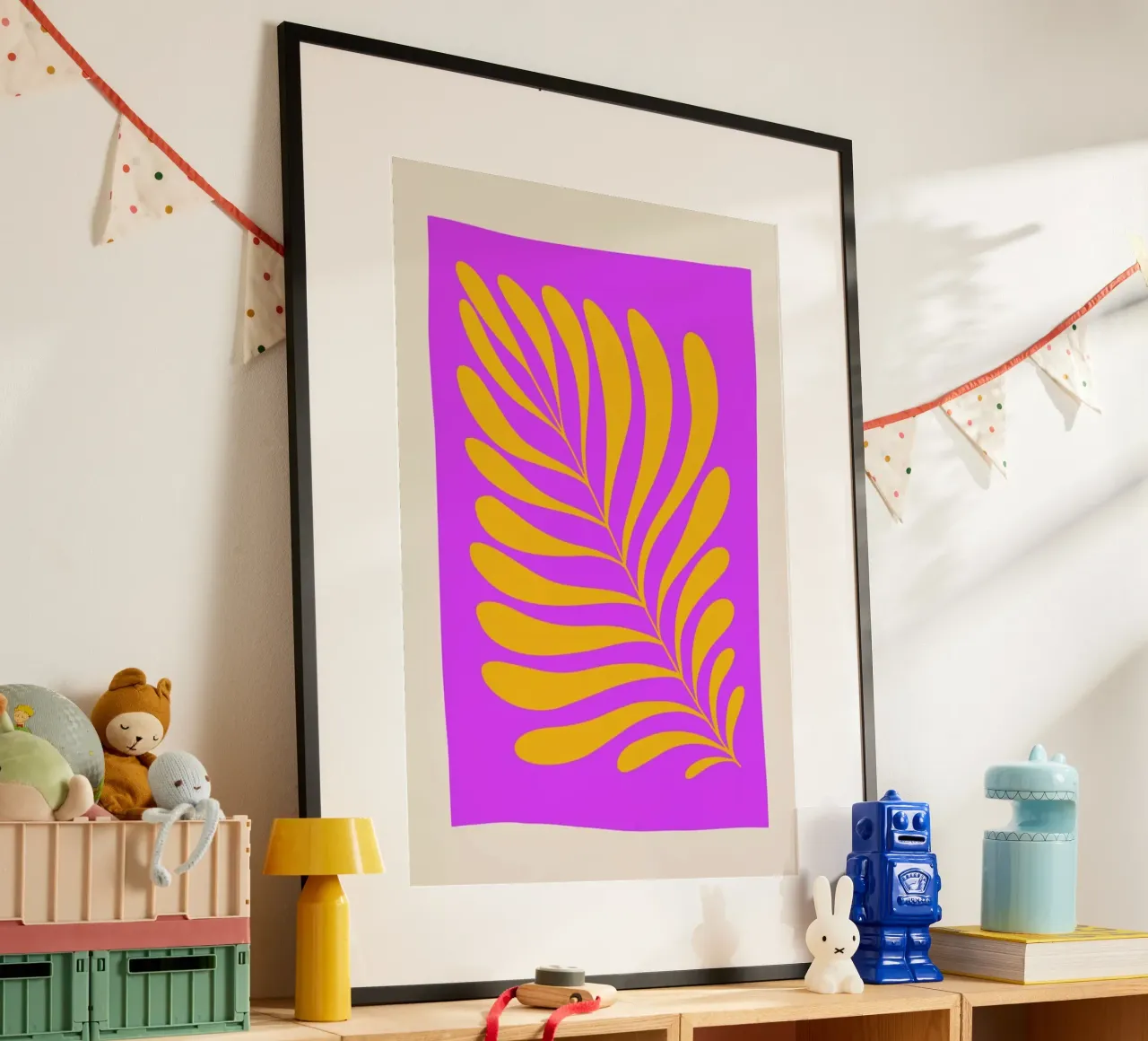 Fern in Purple poster con telaio in plastica da Pure