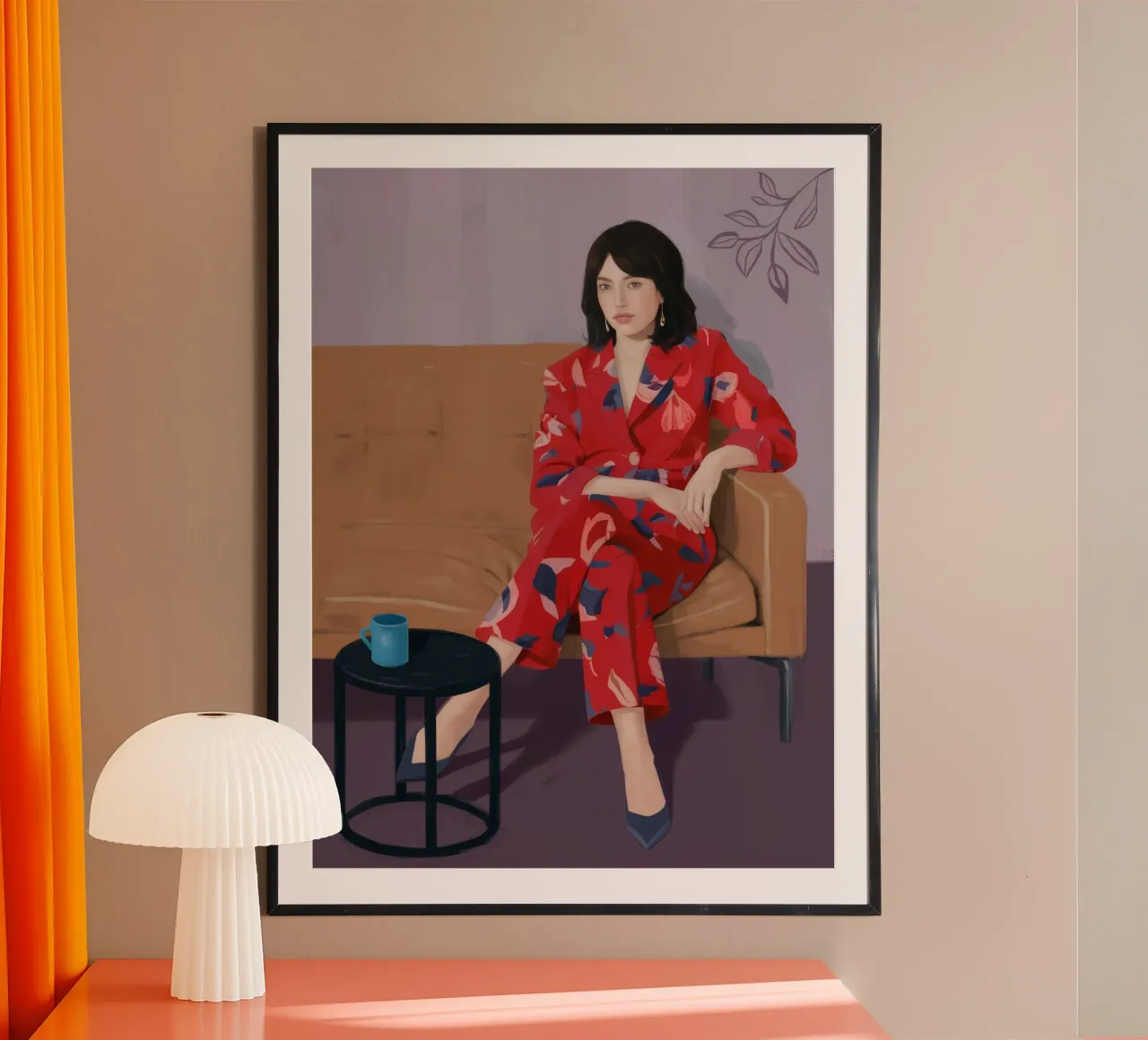 Mood Comfort Cremisi poster con telaio in alluminio da Aurora Muse