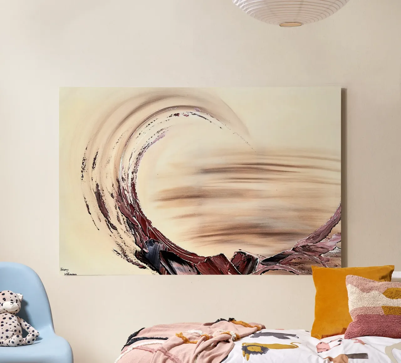Namiddag in Biarritz canvas met Baklijst van Thierry Vobmann Abstract painting