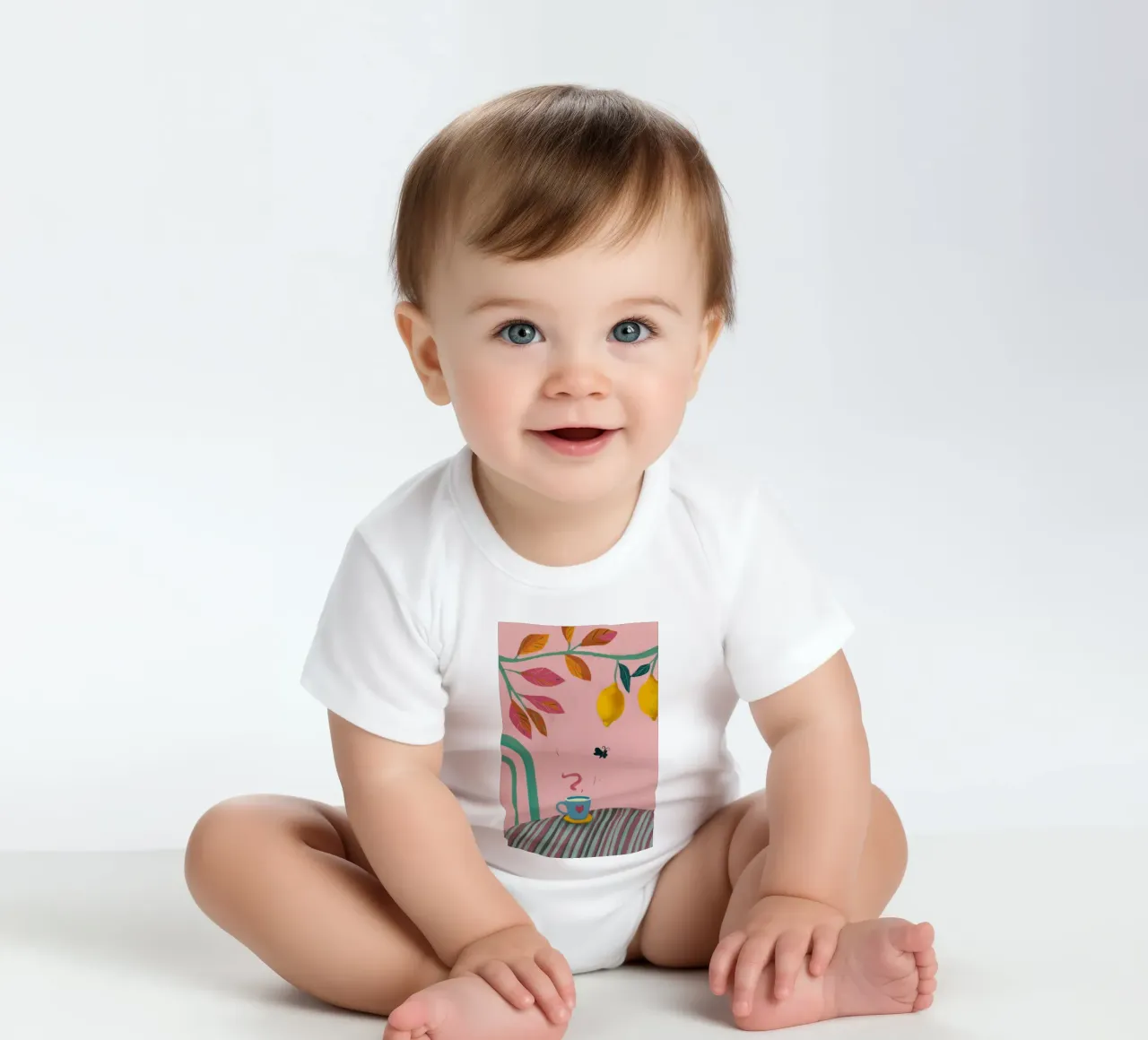 Zitronentee Whimsy Kurzarm Babybody von Aurora Muse