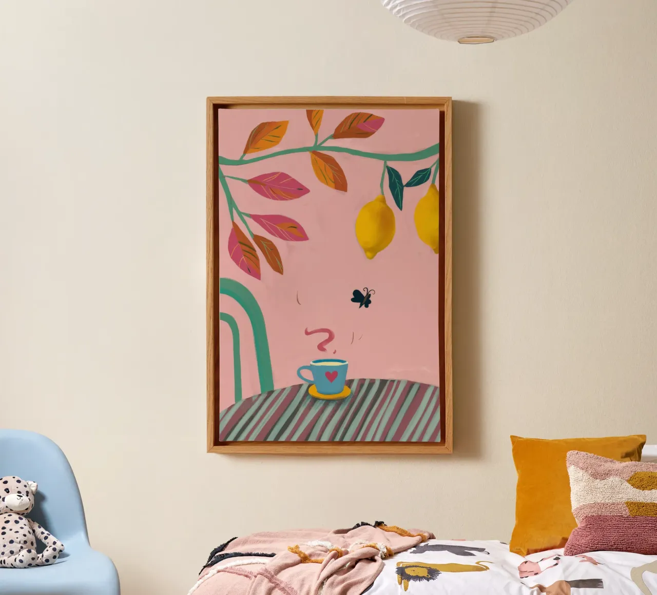 Lemon Tea Whimsy canvas with Floater frame by Aurora Muse