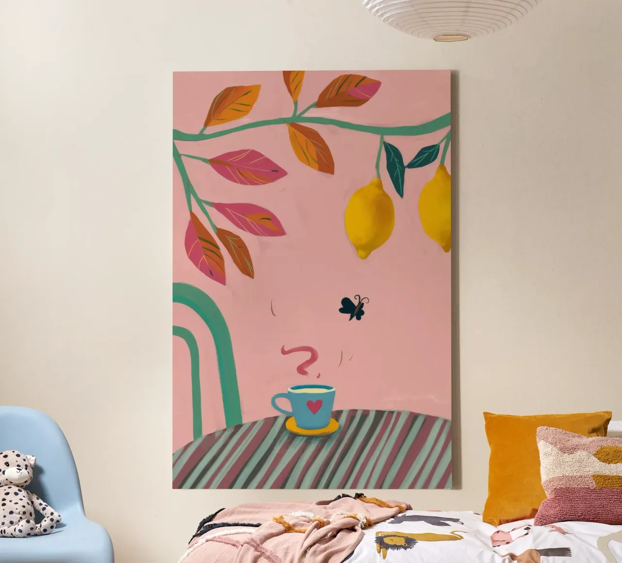 Lemon Tea Whimsy canvas with Floater frame by Aurora Muse