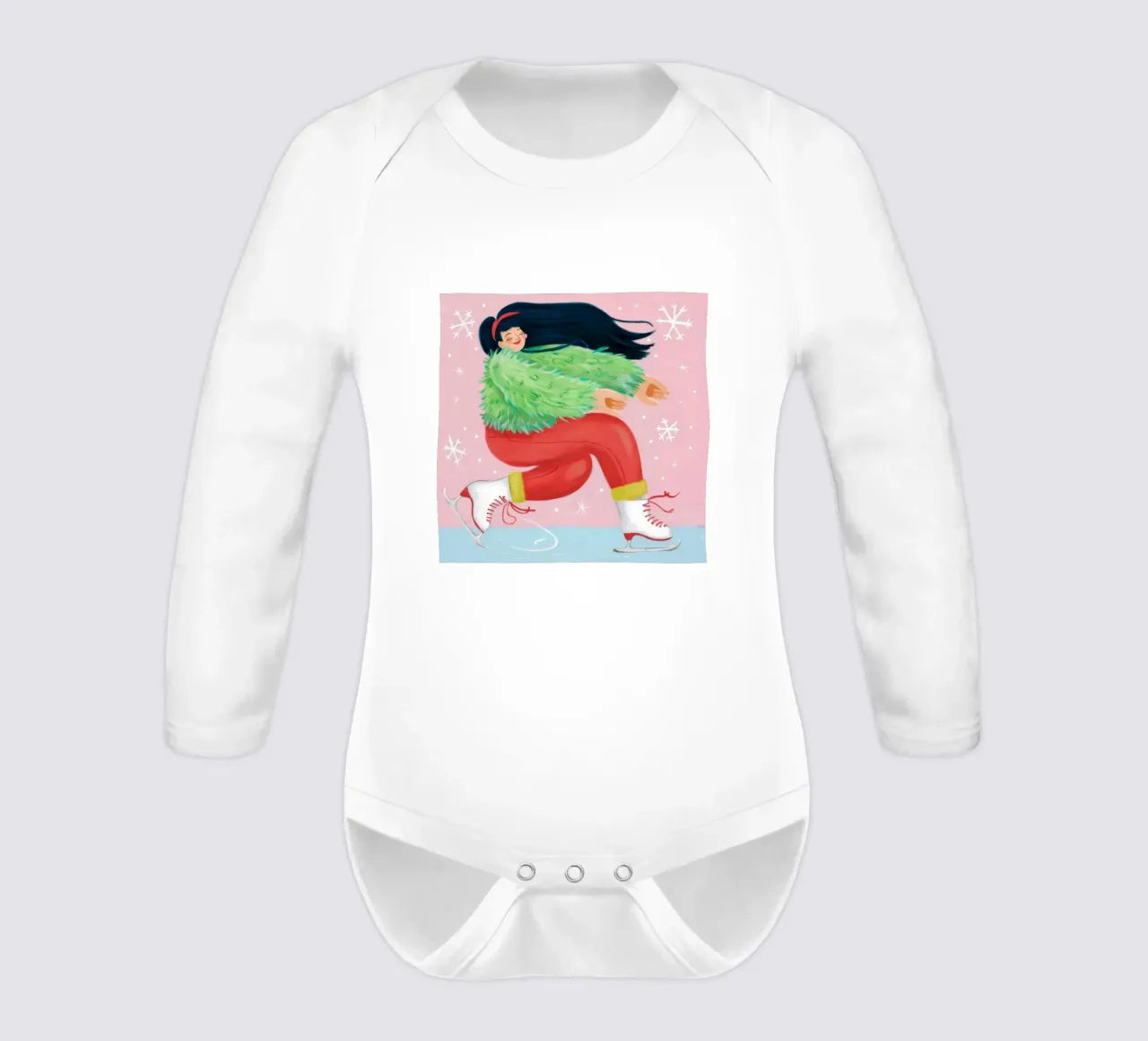 Frosty Twirl Joy long-sleeve baby romper by Aurora Muse