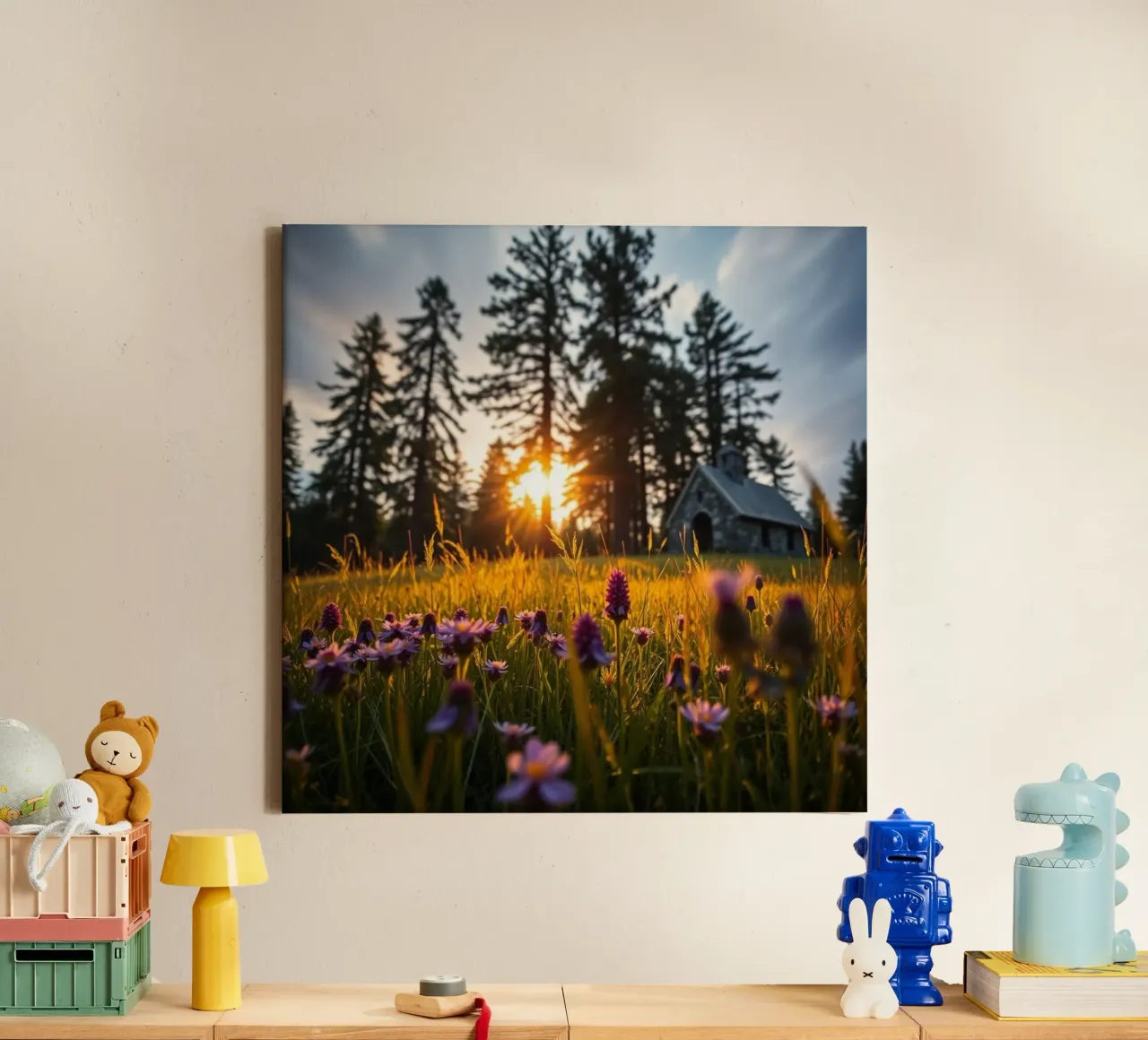 Etherisch landschap canvas met Baklijst van PhotoVibe Decor
