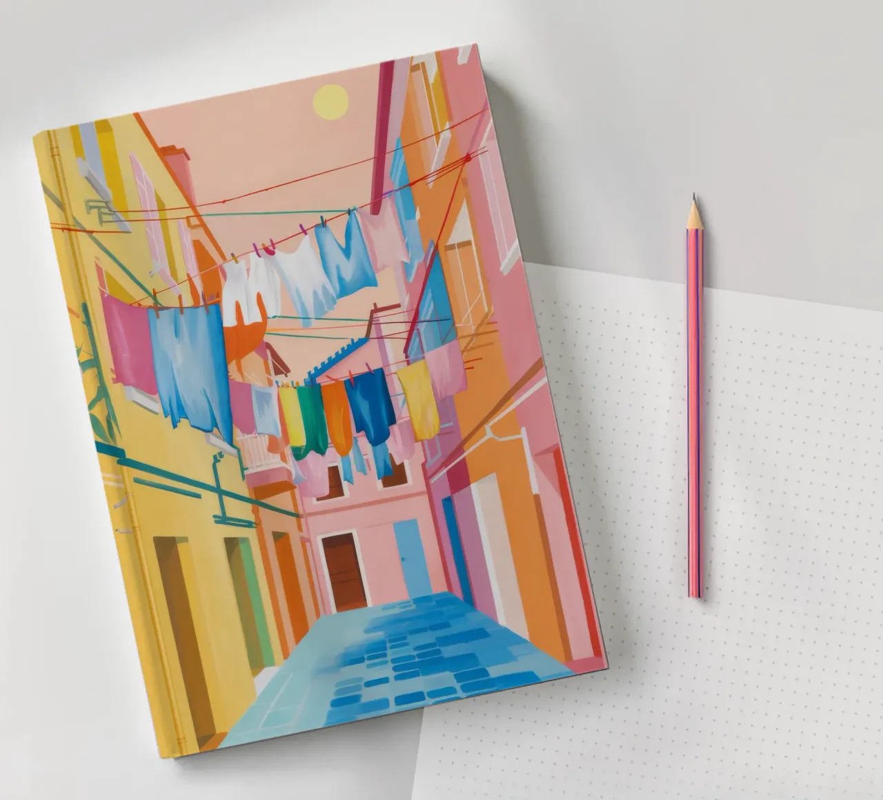 Laundry Lane Light notebook by Aurora Muse