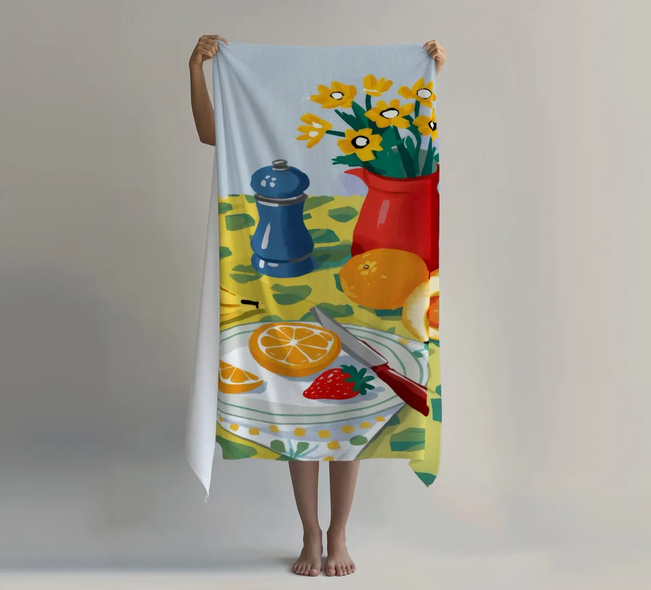 Daffodil Table Cheer beach towel by Aurora Muse