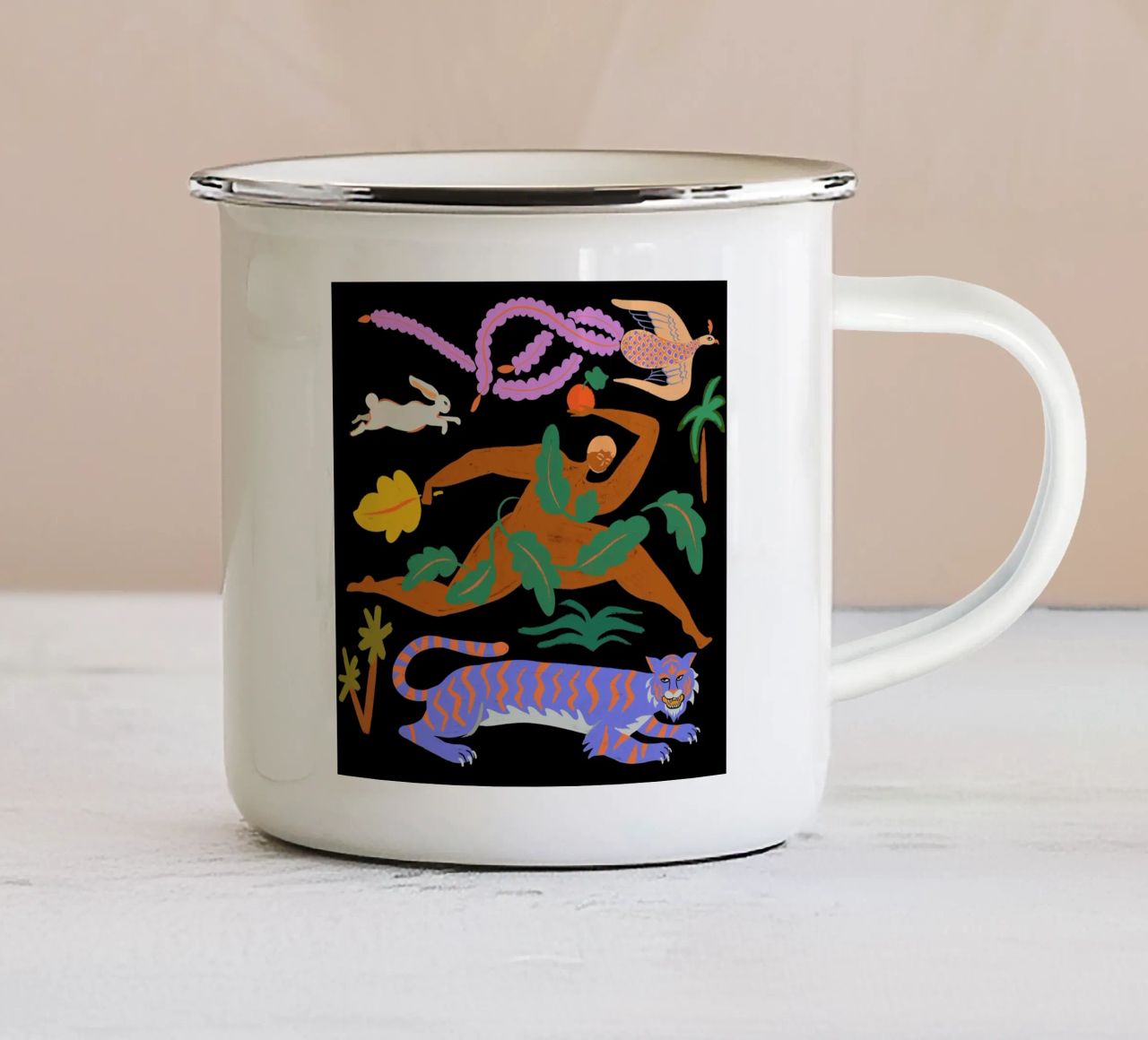 The Tiger, The Phoenix And The Hare tazza in smalto da Arty Guava