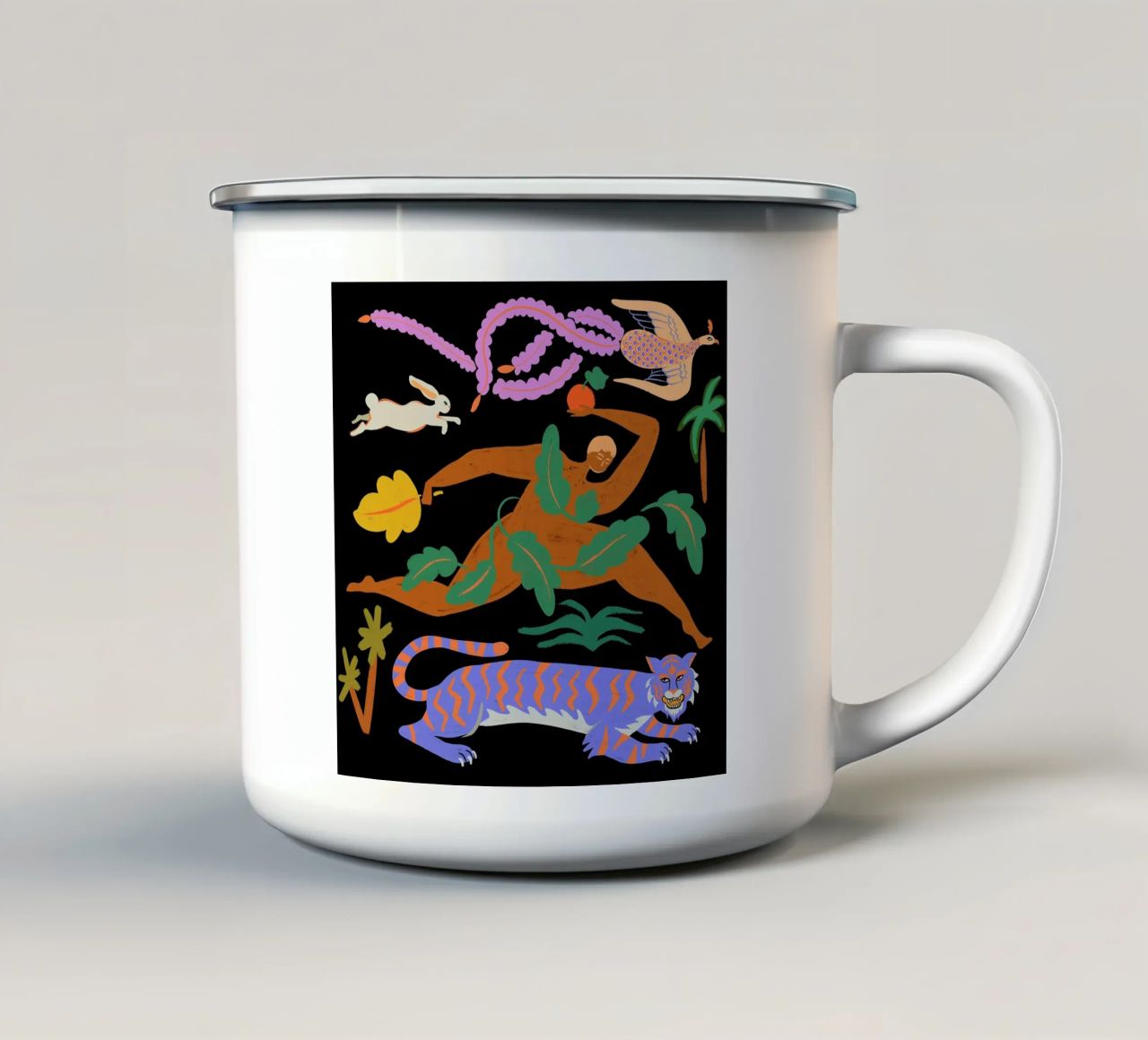 The Tiger, The Phoenix And The Hare tazza in smalto da Arty Guava