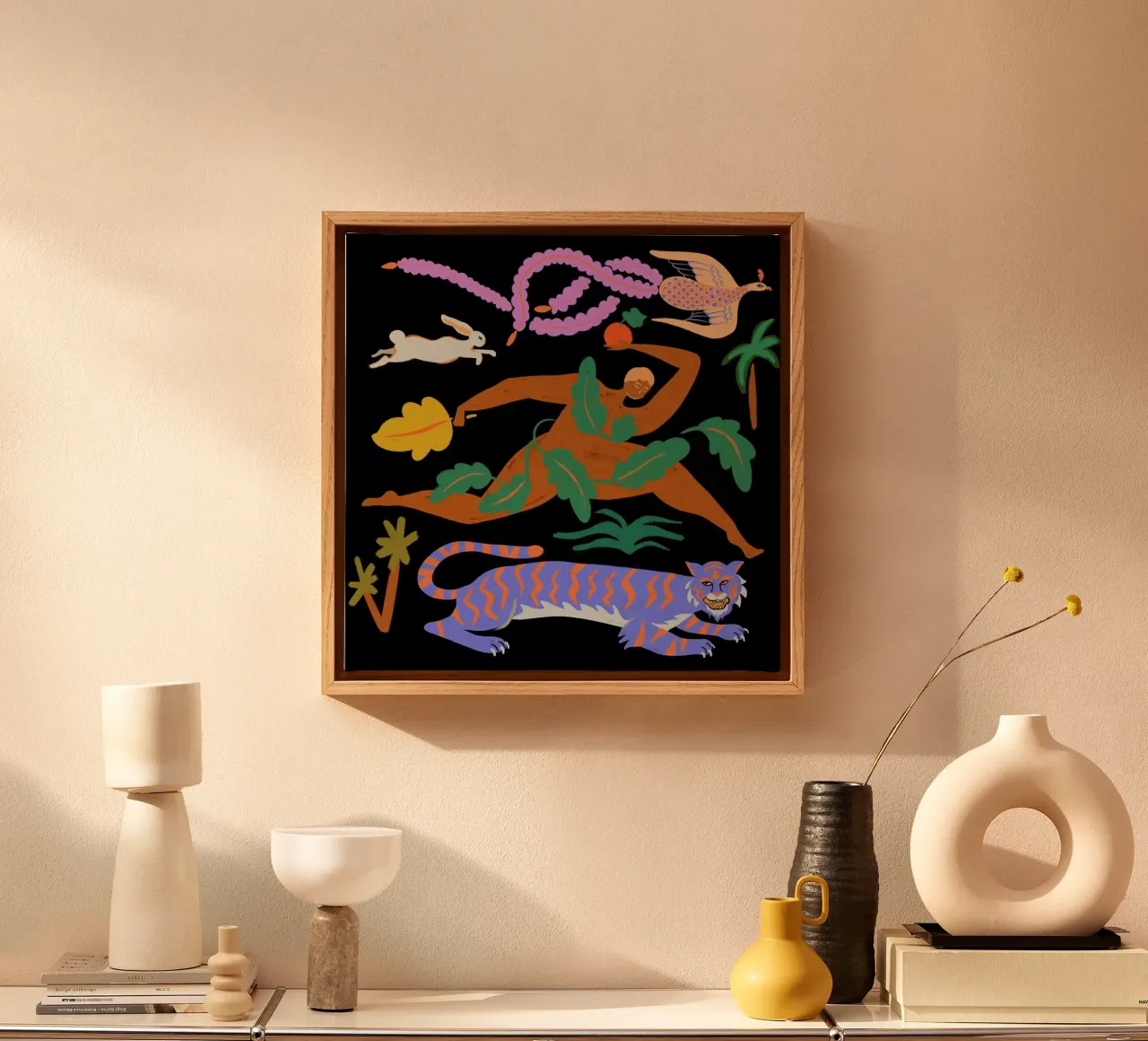 The Tiger, The Phoenix And The Hare tela con Cornice a cassetta da Arty Guava