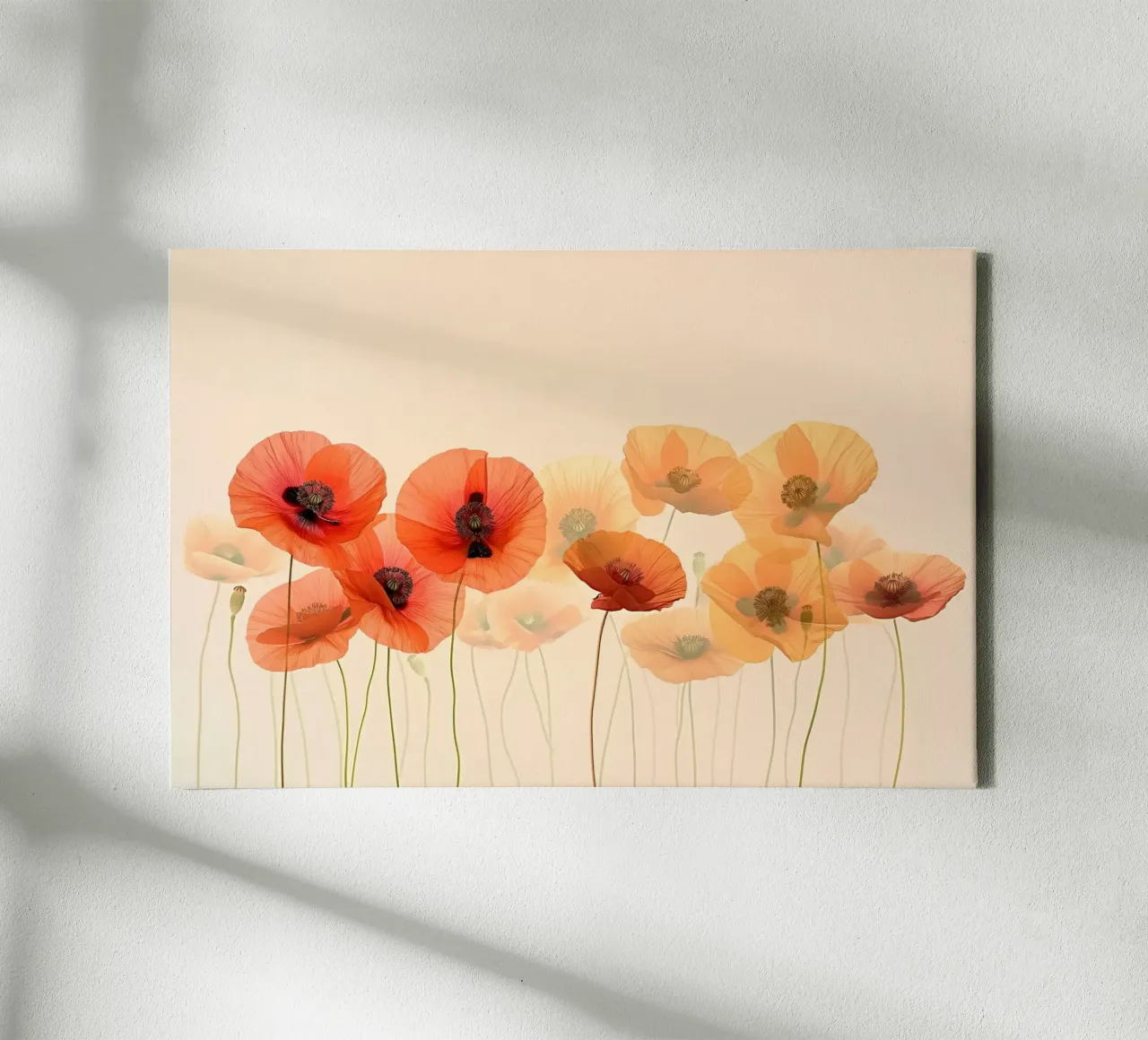 Poppies on soft background canvas with Floater frame by Imagine