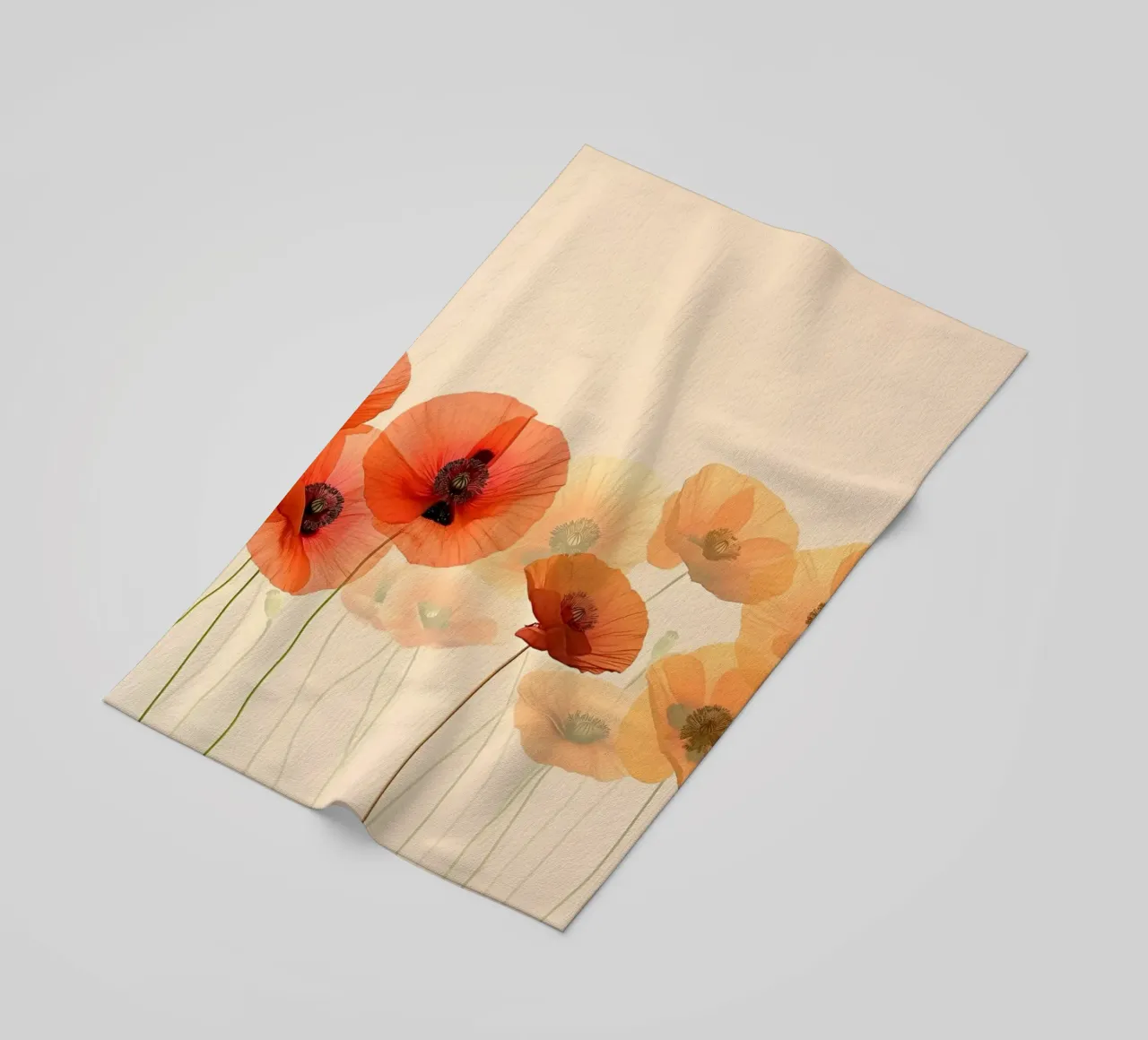 Poppies on soft background beach towel by Imagine