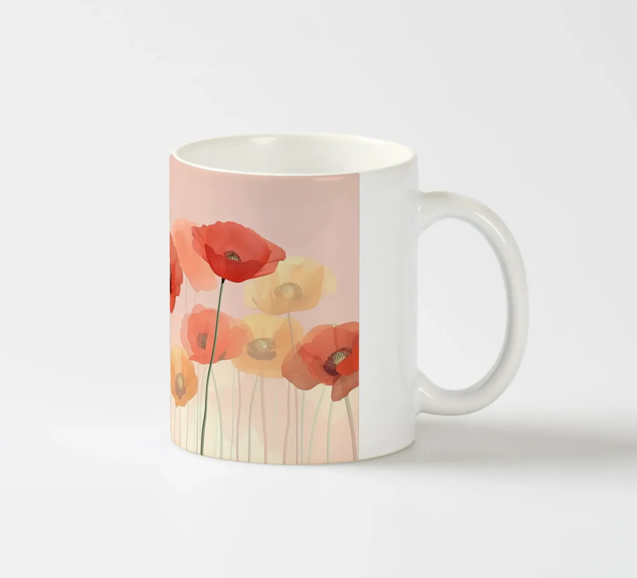 Poppies on soft pink background ceramic mug by Imagine