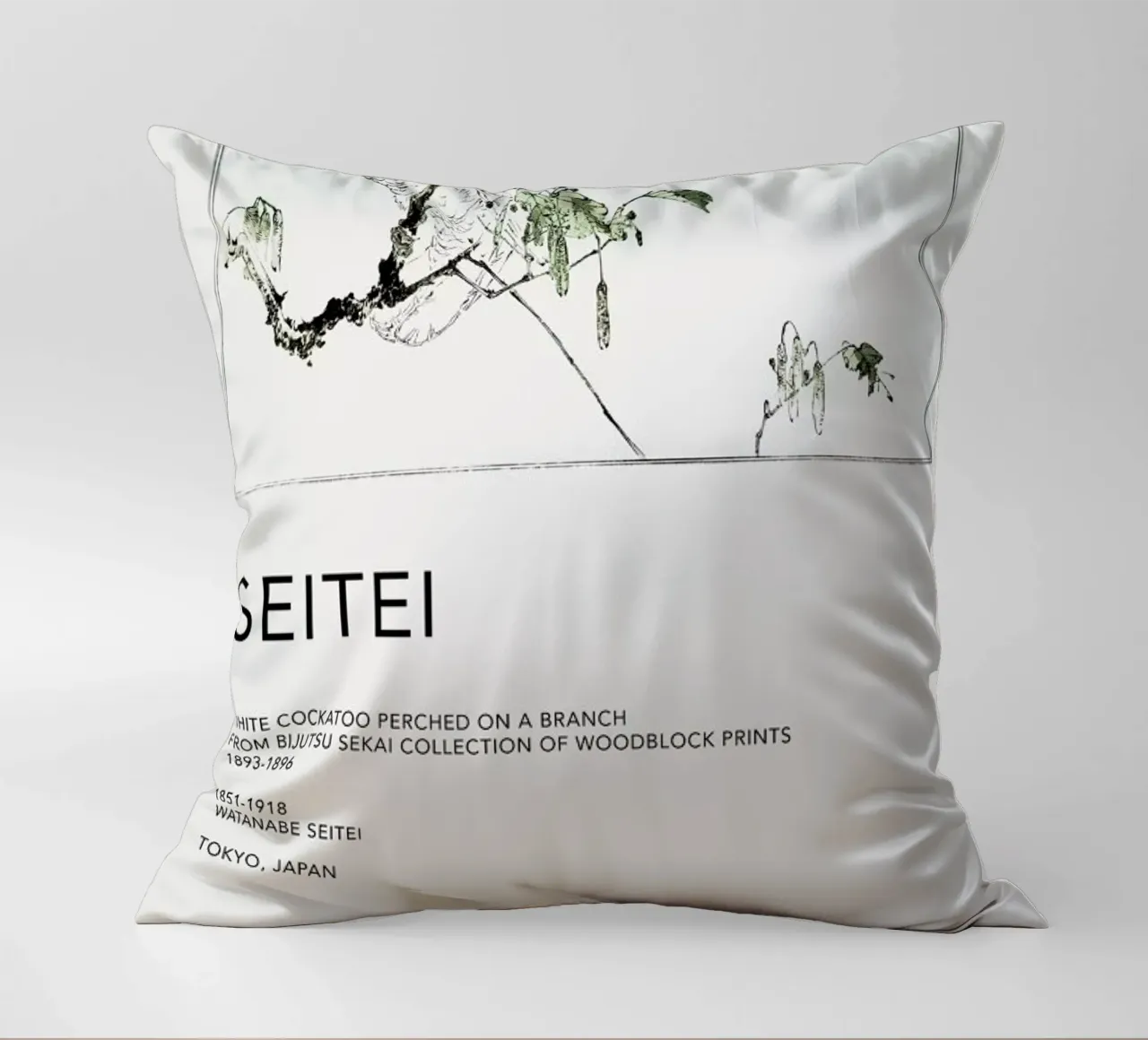 Seitei - White Cockatoo Perched on a Branch cuscino da Vintage by JUNIQE