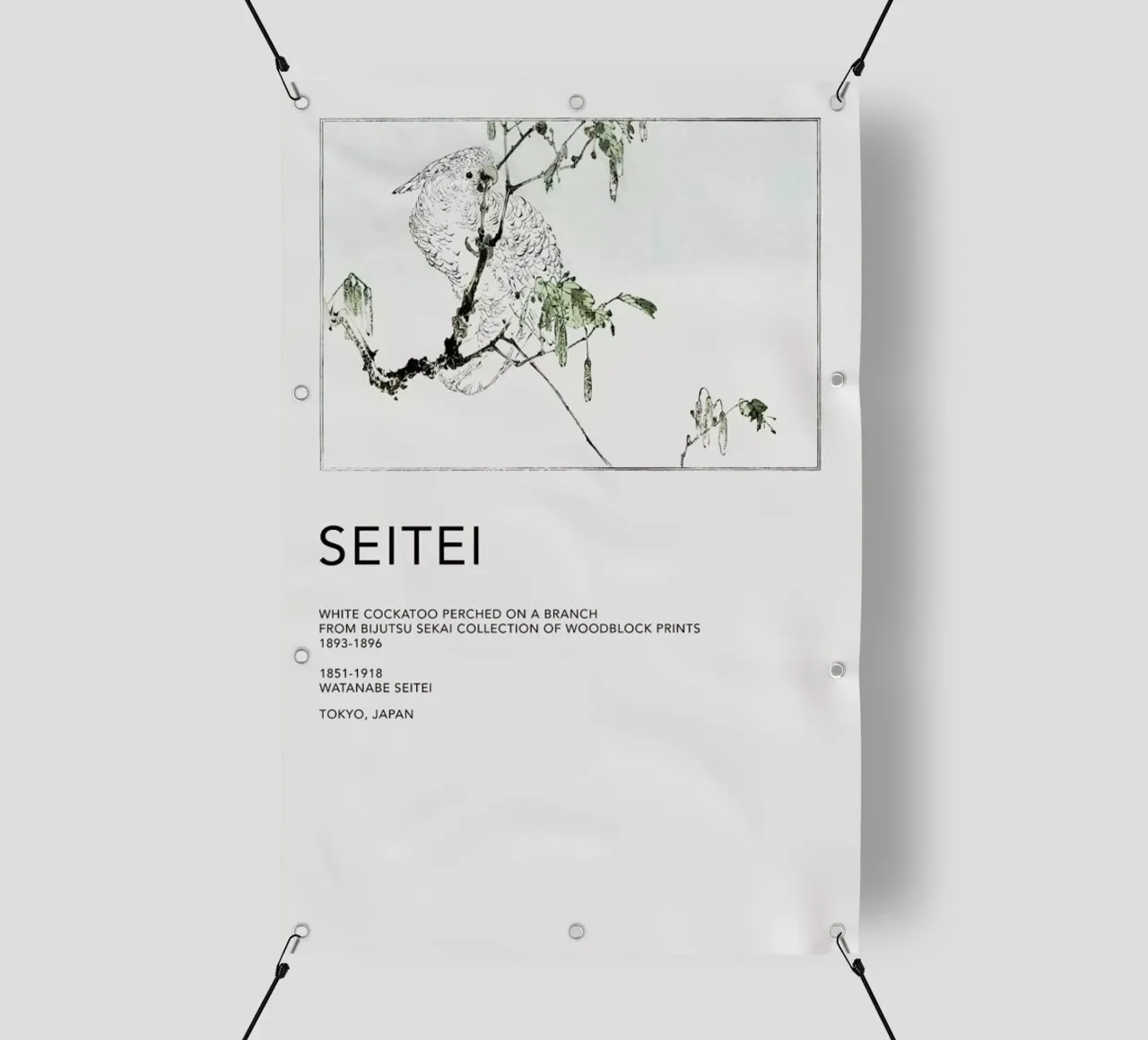 Seitei - White Cockatoo Perched on a Branch telo in pvc da Vintage by JUNIQE