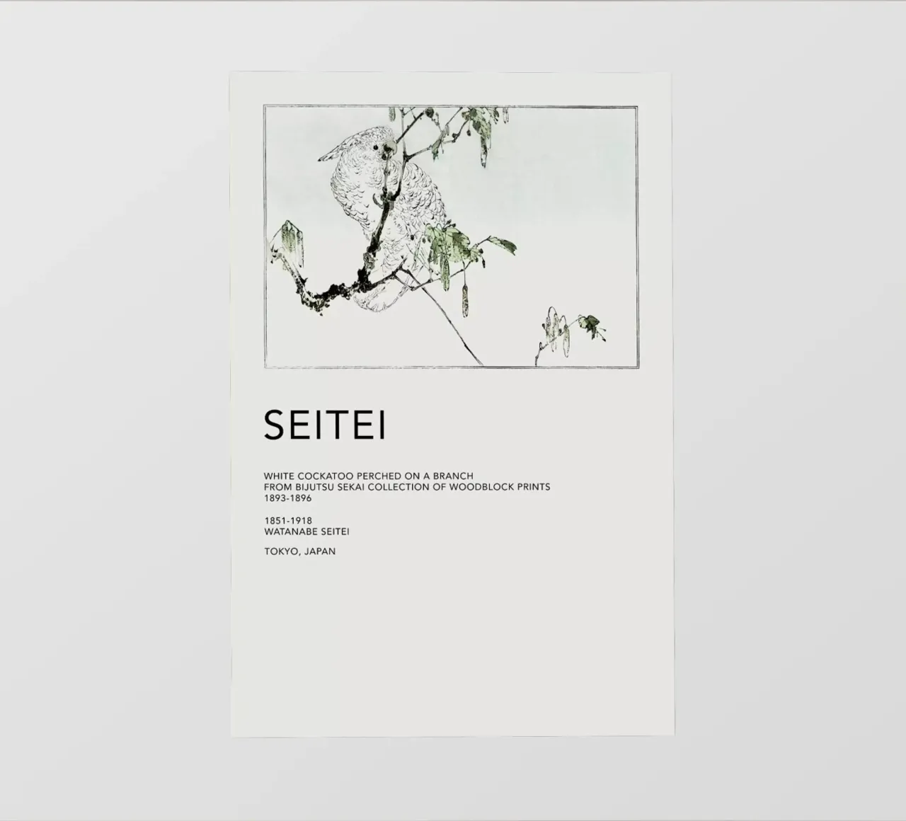 Seitei - White Cockatoo Perched on a Branch telo in pvc da Vintage by JUNIQE