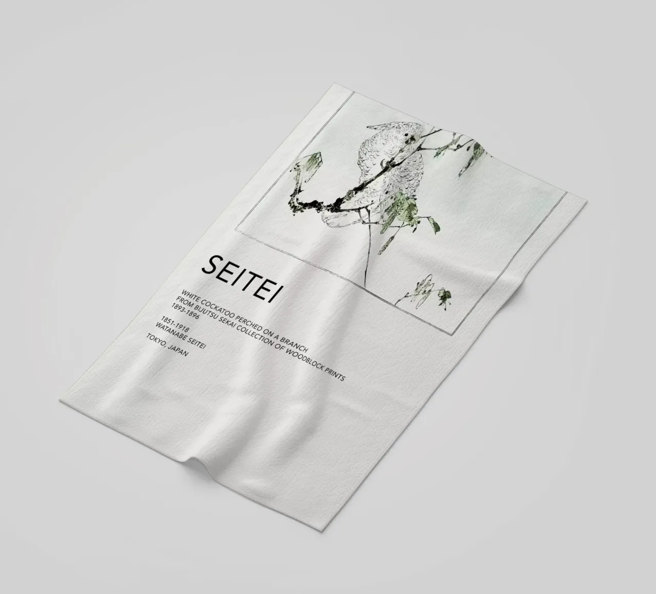 Seitei - White Cockatoo Perched on a Branch telo mare da Vintage by JUNIQE