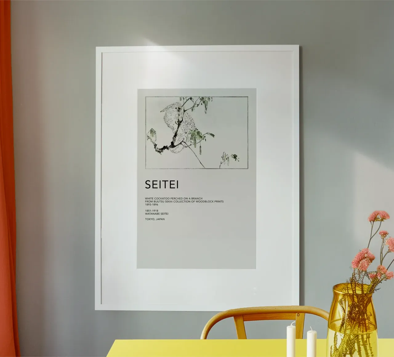 Seitei - White Cockatoo Perched on a Branch poster da Vintage by JUNIQE