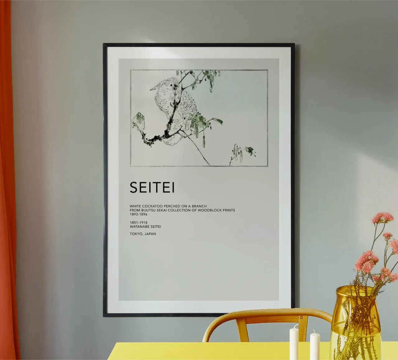 Seitei - White Cockatoo Perched on a Branch poster da Vintage by JUNIQE