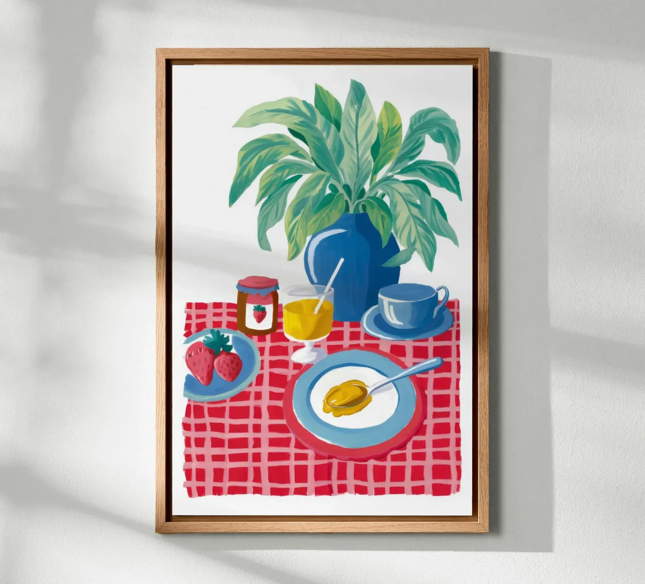 Red Checkered Calm canvas with Floater frame by Aurora Muse