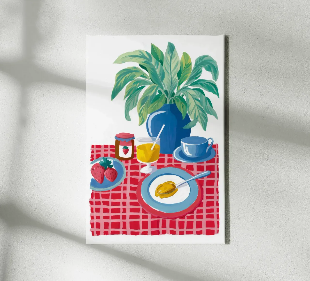 Red Checkered Calm canvas with Floater frame by Aurora Muse