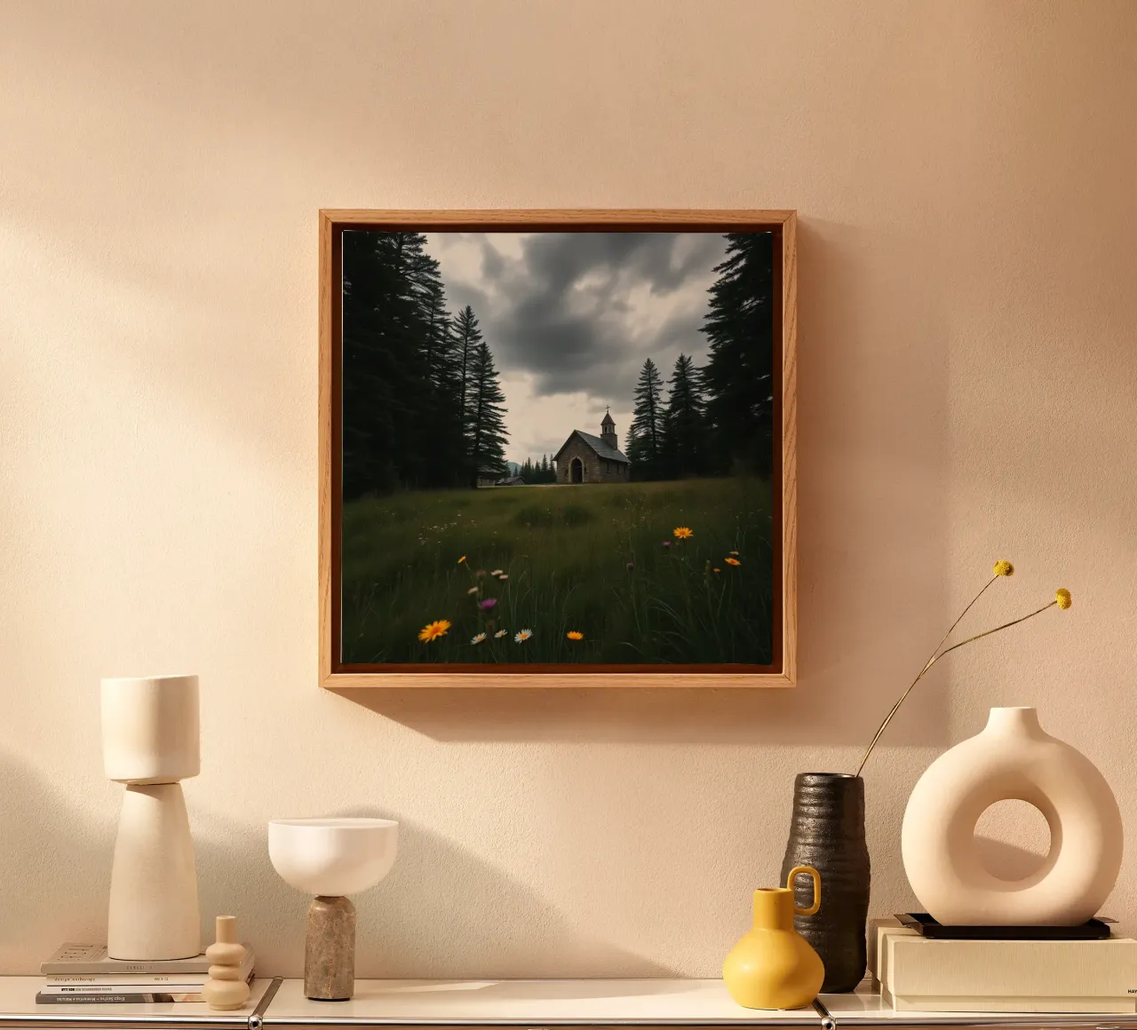 Etherisch landschap canvas met Baklijst van PhotoVibe Decor