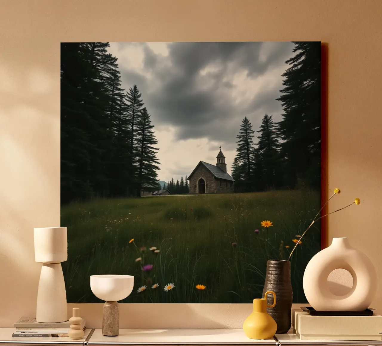 Etherisch landschap canvas met Baklijst van PhotoVibe Decor