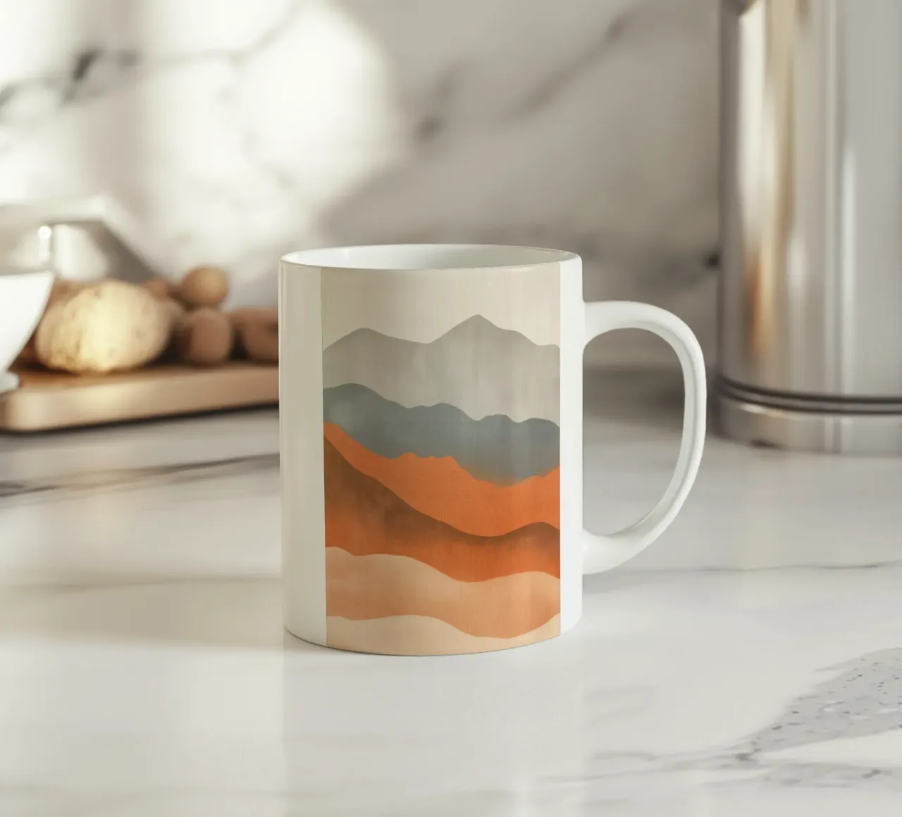 Paesaggio montano in colori neutri tazza in ceramica da Imagine