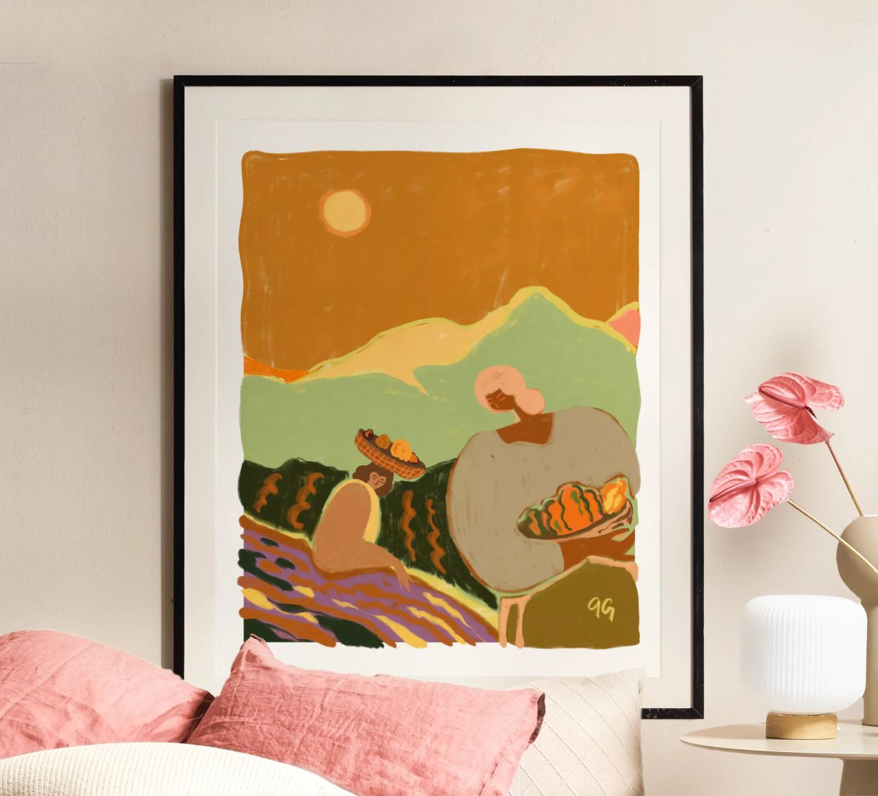 Pumpkin Harvest poster con marco de plástico de Arty Guava