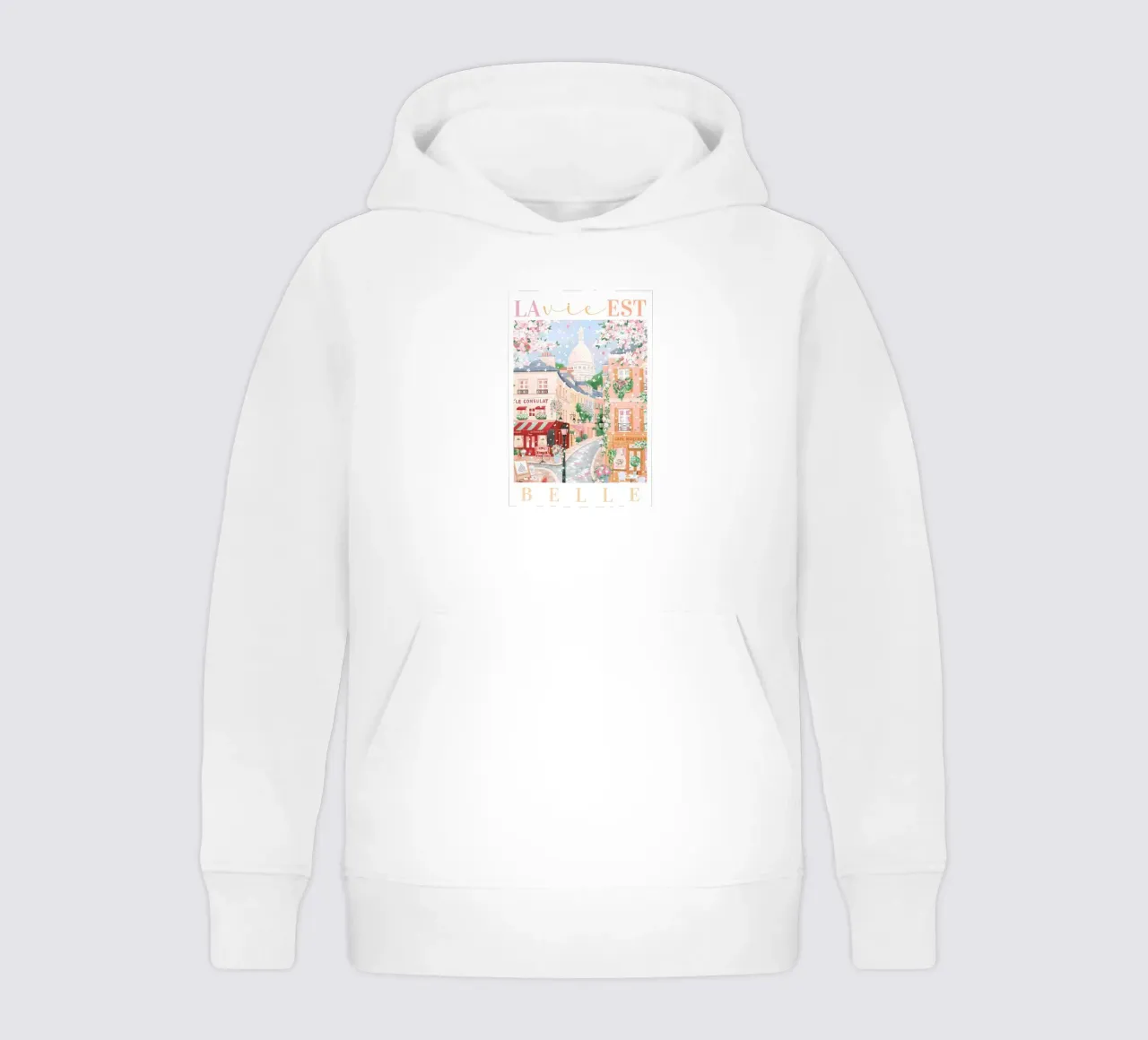 Paris Print, La Vie Est Belle, French Travel Print kids hoodie by Gaia