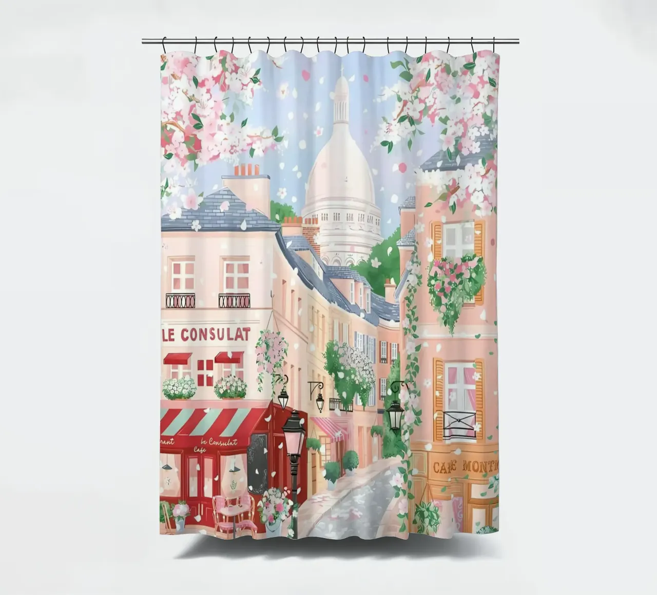 Paris Print, La Vie Est Belle, Franse Reistip Print douchegordijn van Gaia