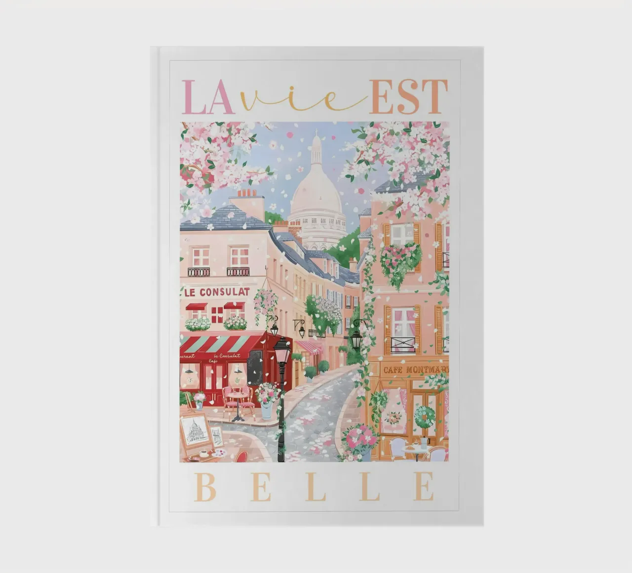 Paris Print, La Vie Est Belle, French Travel Print notebook by Gaia