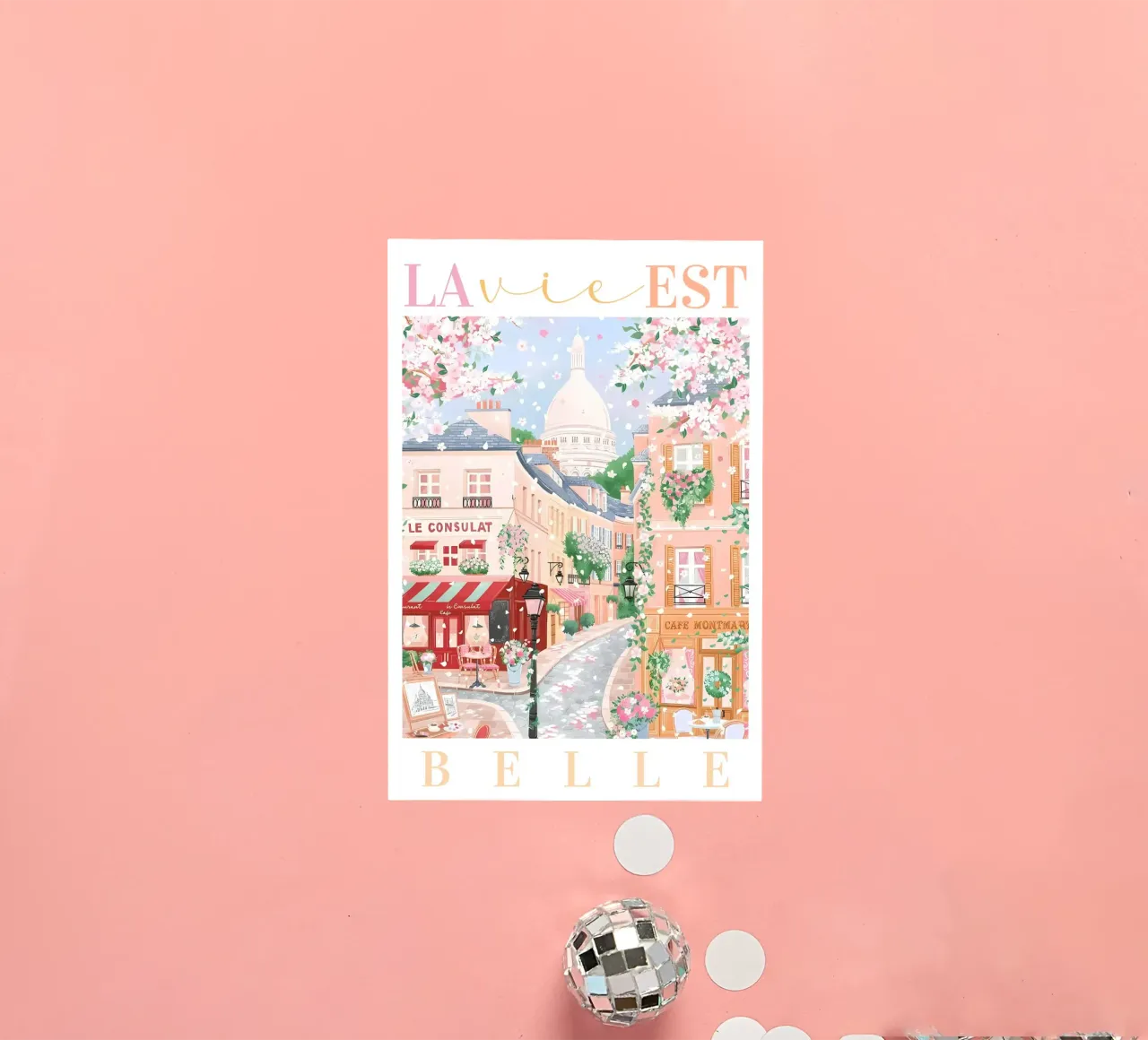 Paris Druck, La Vie Est Belle, Französische Reise Druck Sticker von Gaia