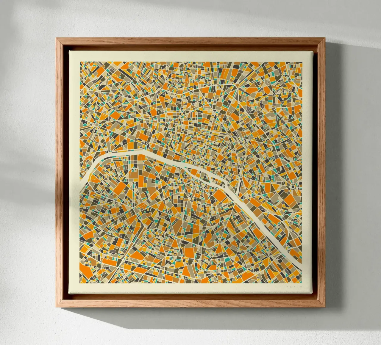 Parijs Kaart canvas met Baklijst van Jazzberry Blue