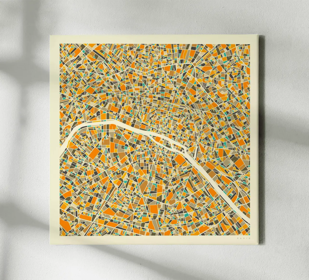 Parijs Kaart canvas met Baklijst van Jazzberry Blue