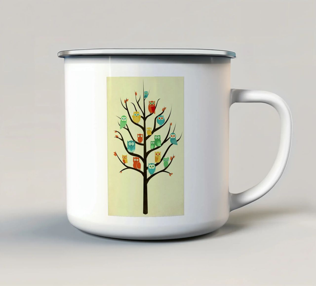 Owl Welcome tazza in smalto da Jay Fleck