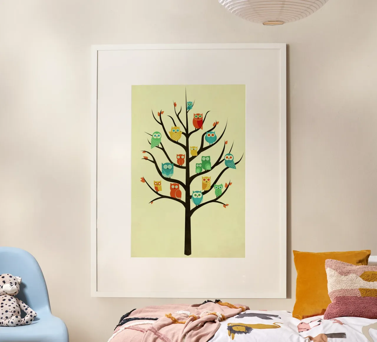 Owl Welcome poster con telaio in plastica da Jay Fleck